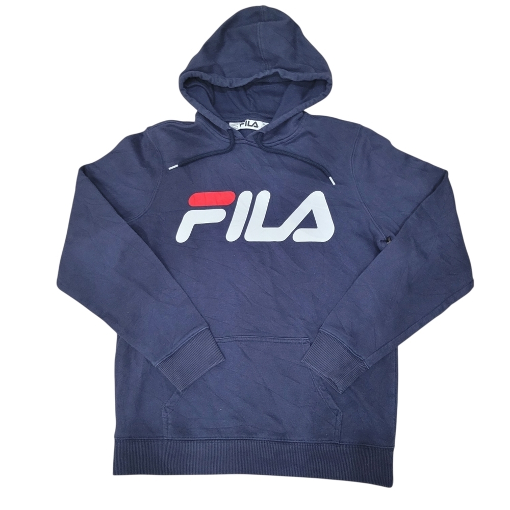 2/$20 Fila Classic Logo Navy Blue Hoodie Sweatshirt Top Size: XL